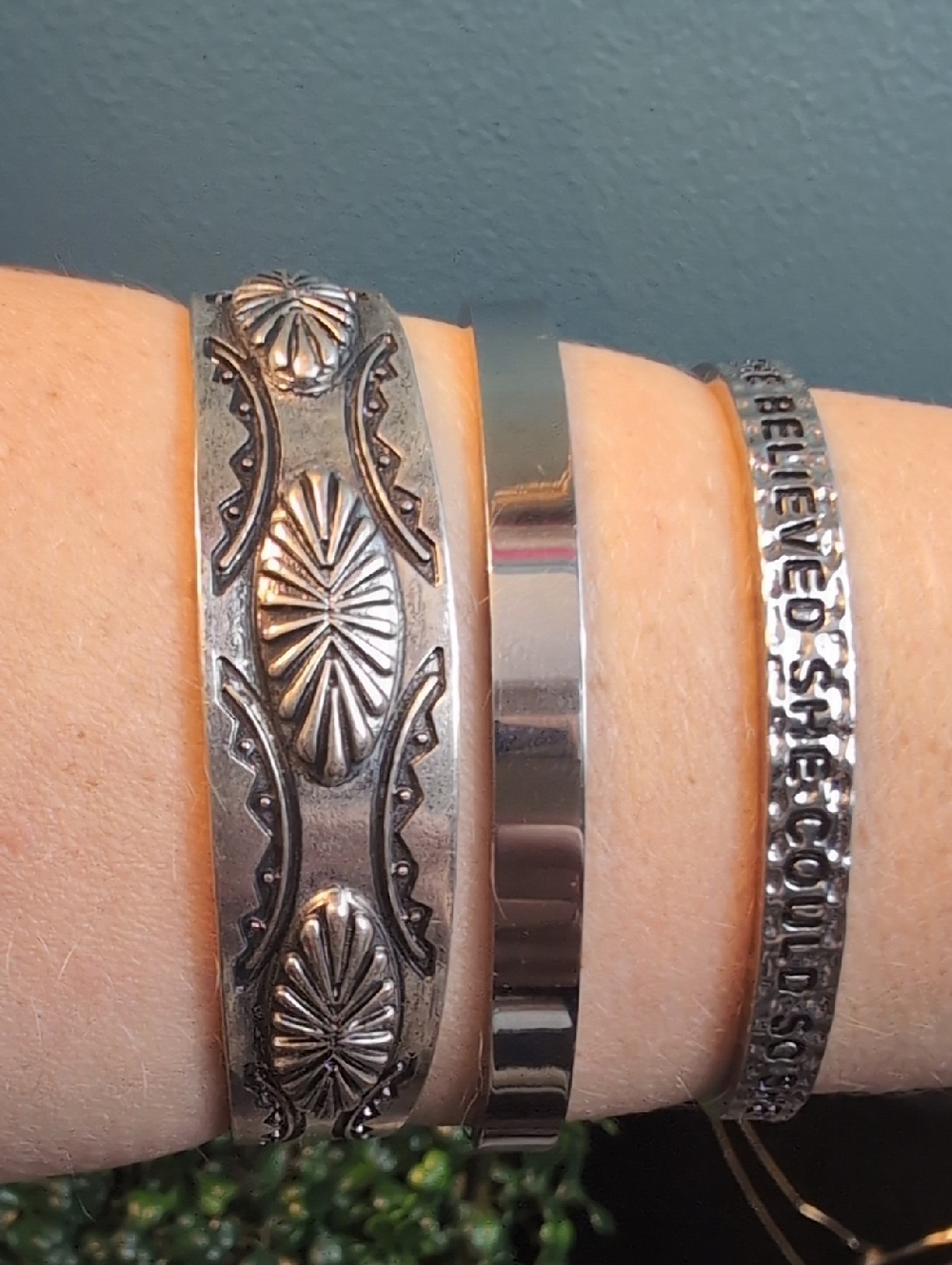 Silver Tone Stackable Cuff Bracelets - Set of 3